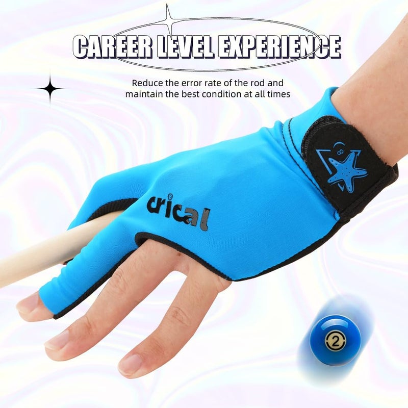 CRICAL Professional Billiard Glove for Pool, 3-Finger Design with Thick Lycra & Non-Slip Grip for Men and Women, Billiard Cue Accessories for Improved Control and Practice - Image 2